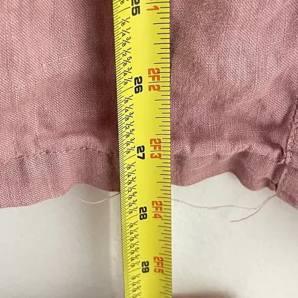 Linen Womens Blouse‎ Size L Short Sleeve Oversized Pink Boxy Top Boho Coastal - Picture 7 of 7